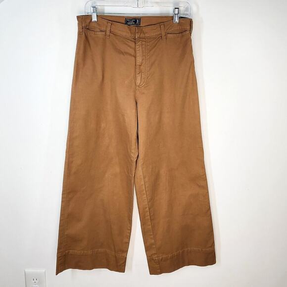 NWT Abercrombie & Fitch Khaki Ultra High Rise Cropped Wide Leg Pants Size 30 - Picture 1 of 8